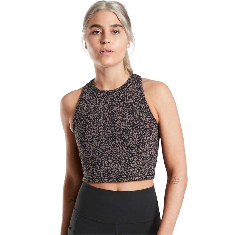 Athleta Shanti Crop Jacquard Tank Top Mineral Brown SIZE XL #530558